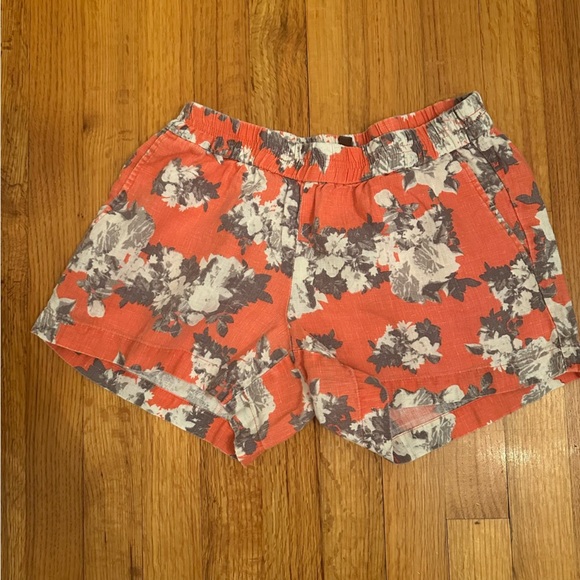 Kut from the Kloth Coral Floral Linen Shorts Elastic Waist Size 4 (n) - Picture 1 of 13